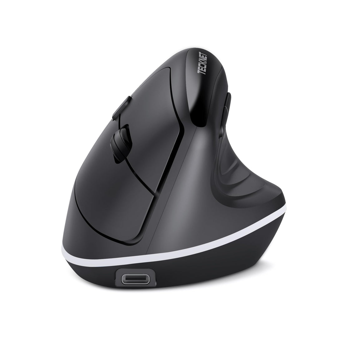 TECKNET Vertikale Ergonomische Kabellos Maus, 2,4 GHz + Bluetooth, Wiederaufladbar Maus mit 4800 DPI