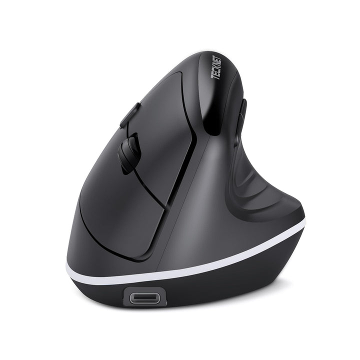 TECKNET Vertikale Ergonomische Kabellos Maus, 2,4 GHz + Bluetooth, Wiederaufladbar Maus mit 4800 DPI