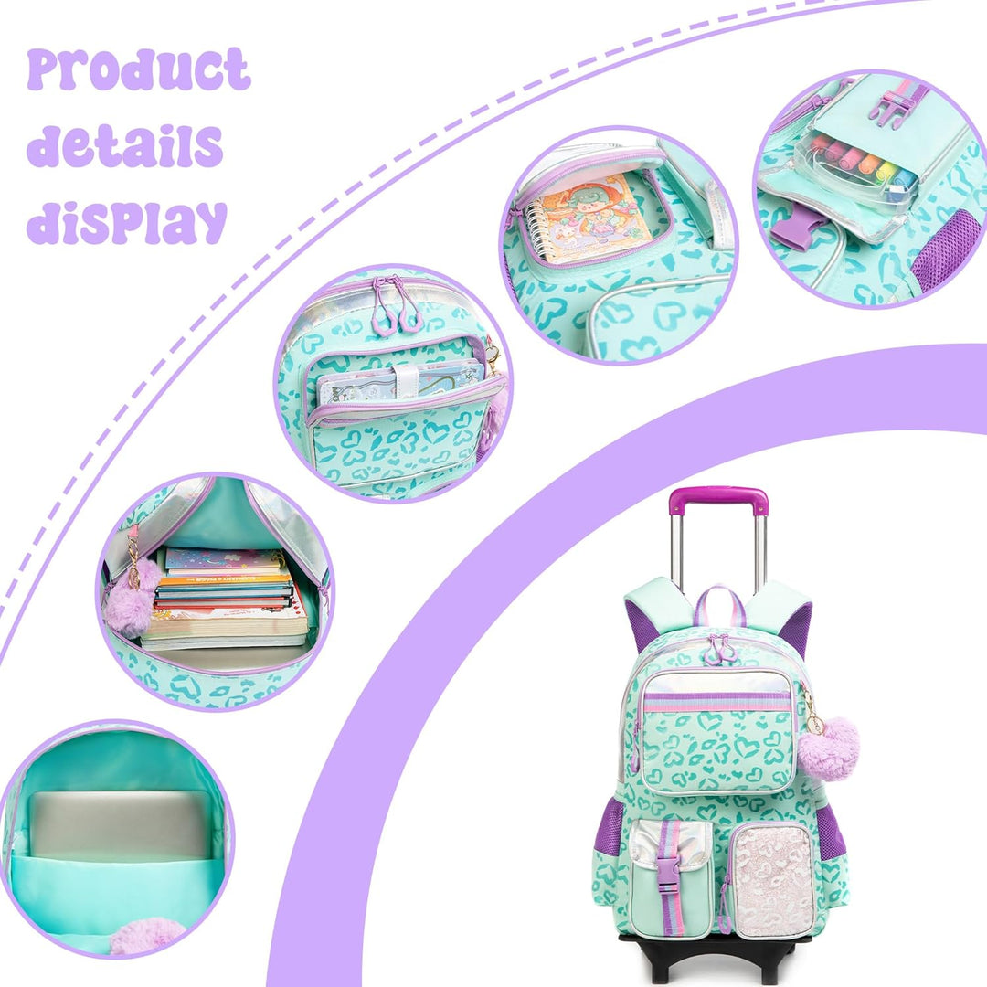 Schulranzen Mit Rollen Kinder Trolley Rucksack Mädchen Rolling Reisegepäck Kinderkoffer Schulrucksac