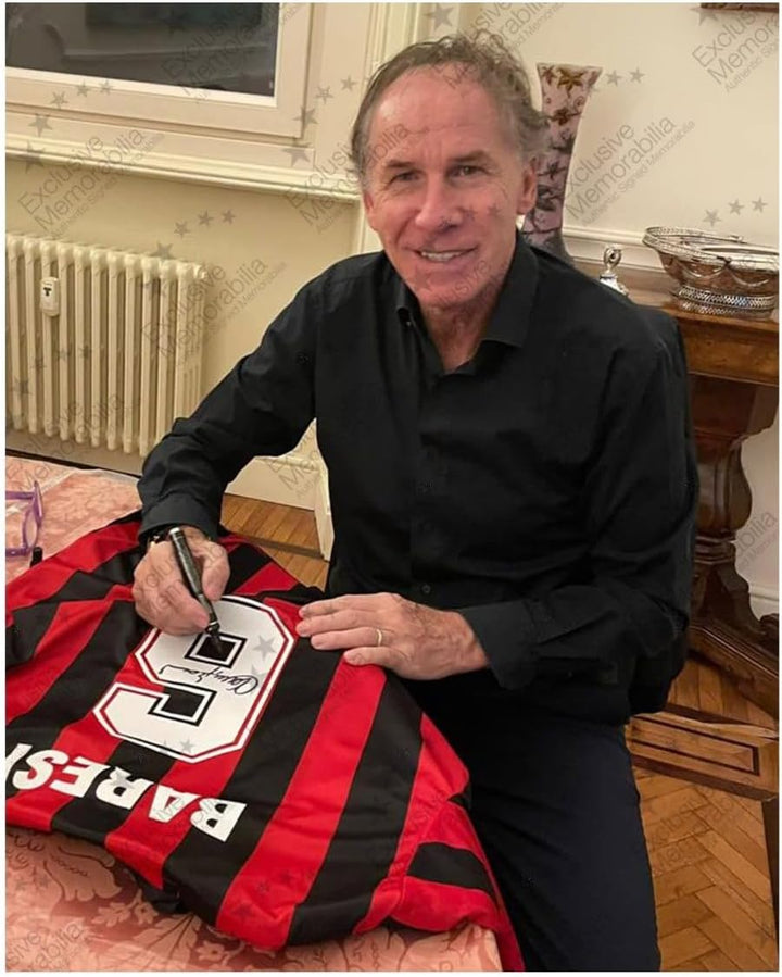 Mailand 1988-Trikot, signiert von Franco Baresi. Überlegener Rahmen