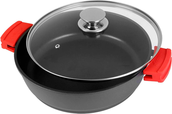 WECOOK! Ecostone Hoher Kochtopf 32 cm Induktion mit Glasdeckel, Antihaftbeschichtung XTRA DUPONT Öko