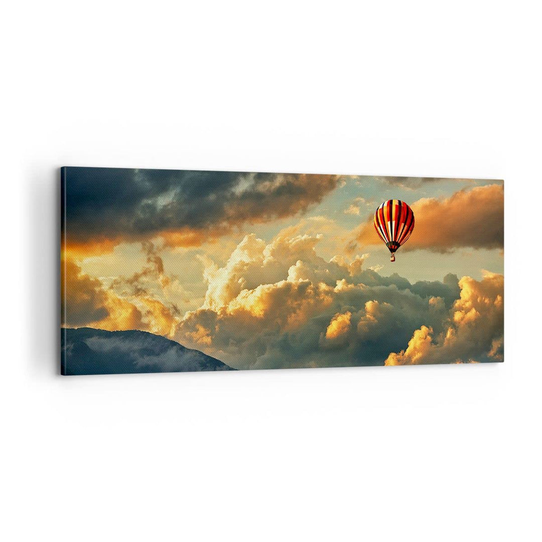 Panorama Bilder auf Leinwand 100x40cm Leinwandbild Wolken Ballon Flug Gross Wanddeko Bild Schlafzimm