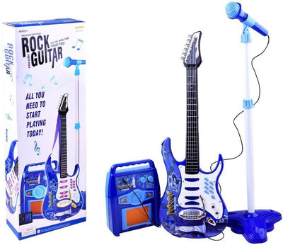 Rock-Gitarre mit Stahlsaiten, Verstärker, verstellbare Stativ und Mikrofon - Rockgitarre für Kinder