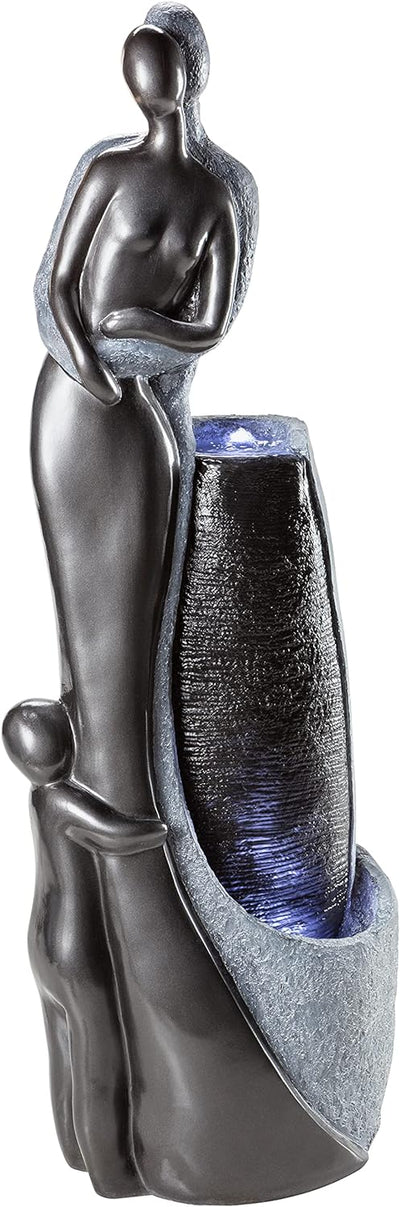 Dehner Gartenbrunnen Family mit LED Beleuchtung, ca. 120 x 42.5 x 27 cm, Polyresin, grau