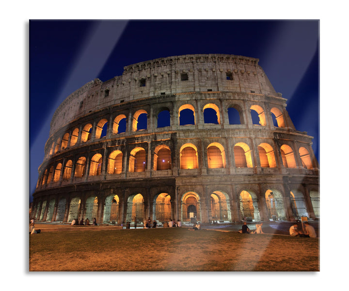 Colosseum in Rom Herdabdeckplatte & Spritzschutz aus Echtglas | Für Herd-Kochfelder | 60x52 cm