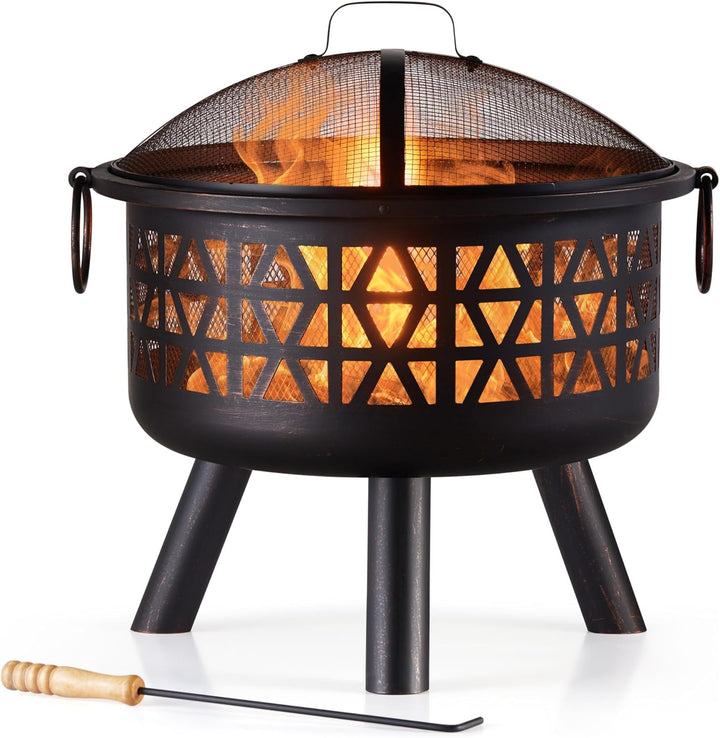 Vonhaus Feuerstelle für Garten, Terrasse und Outdoor – tragbar und leicht, Bronziertem Stahl, Feuerh