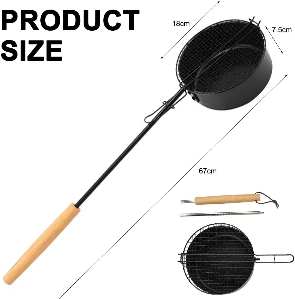 DASIAUTOEM Popcorn Maker Lagerfeuer aus Kohlenstoffstahl, Antihaft Outdoor Popcorn-Pfanne, Manuelle