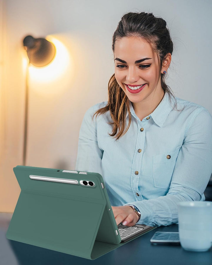Hülle mit Deutscher QWERTZ-Tastatur für Samsung Galaxy Tab S10 Plus 12,4 Zoll (2024), S9 Plus (2023)