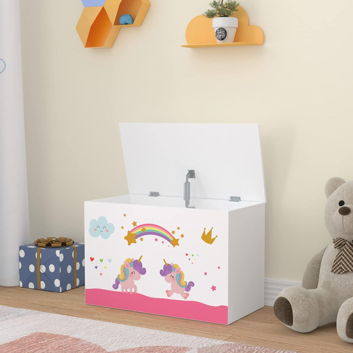 [en.casa] Spielzeugkiste Oleiros mit aufklappbarem Deckel Aufbewahrungsbox für Kinderzimmer Bücher S