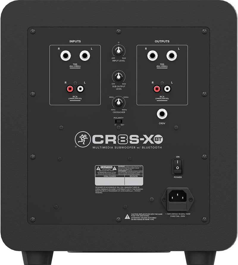 MACKIE CR8S-XBT Active 20,3 cm Referenz-Subwoofer mit Bluetooth-Streaming – 200 W Bluetooth-Computer