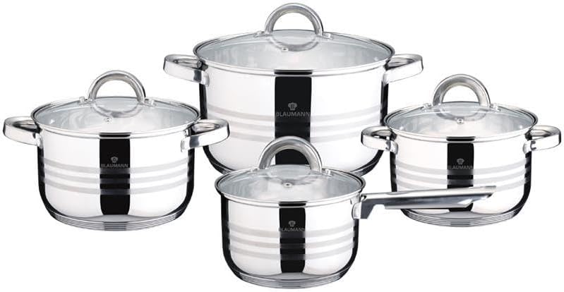 kochgeschirr-Set Gourmet Edelstahl silber 8-teilig
