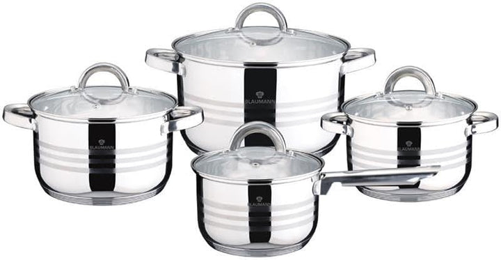 kochgeschirr-Set Gourmet Edelstahl silber 8-teilig