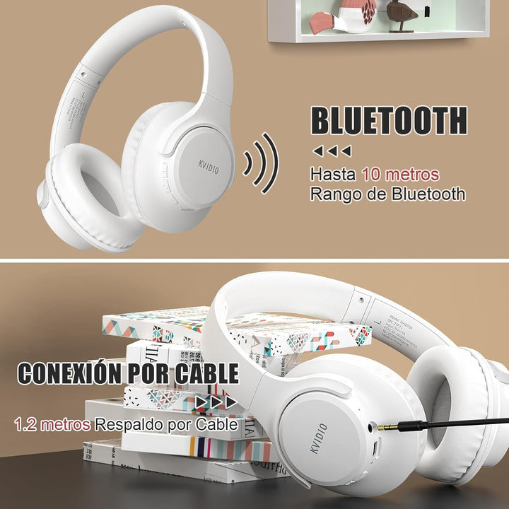 KVIDIO Bluetooth Kopfhörer, Kabellose Kopfhörer mit 65 Stunden Spielzeit, Intensiver Bass, Wireless
