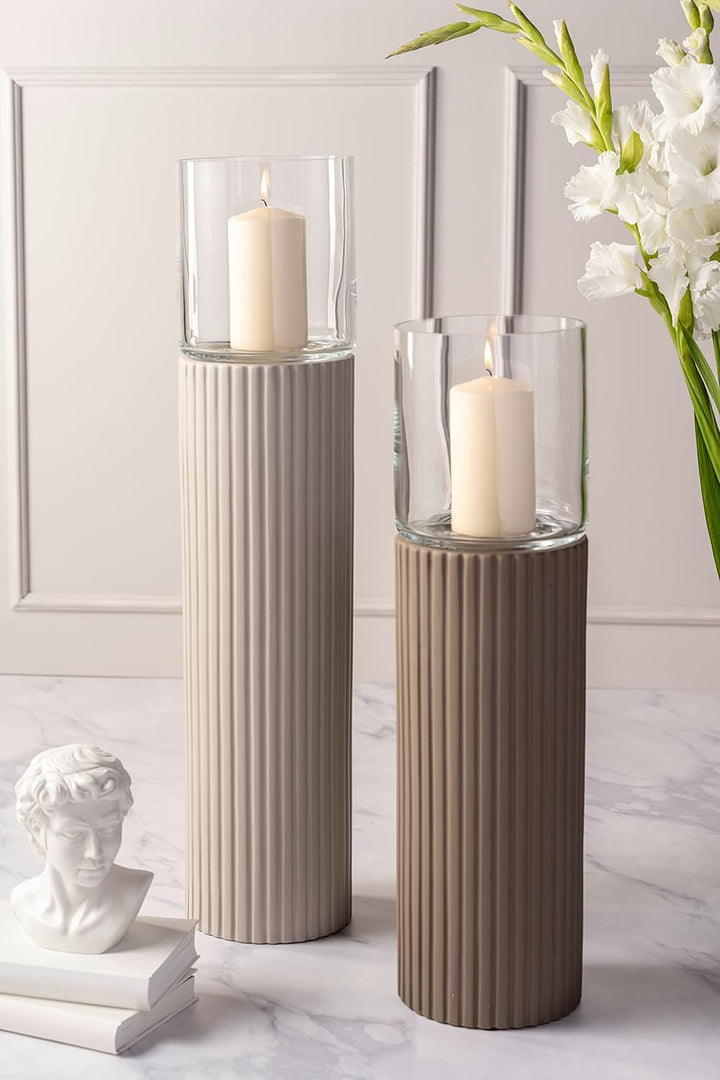 LEONARDO HOME Windlicht Poesia 65 cm Taupe, 033160, Glas, braungrau