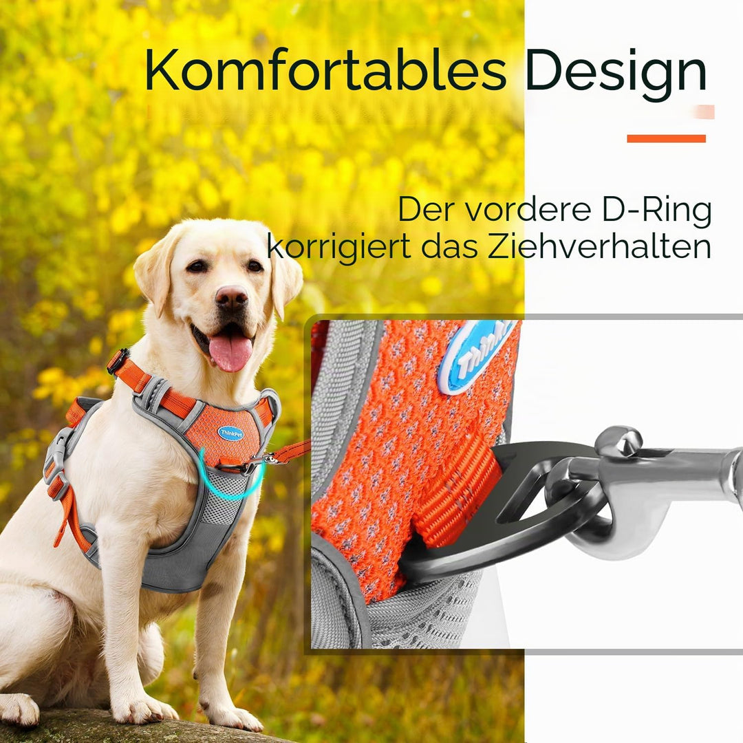 ThinkPet Anti-Zug Hundegeschirr Mit Griff - Leicht Zu Kontrollieren, Verstellbar Ohne Würgen, Reflek