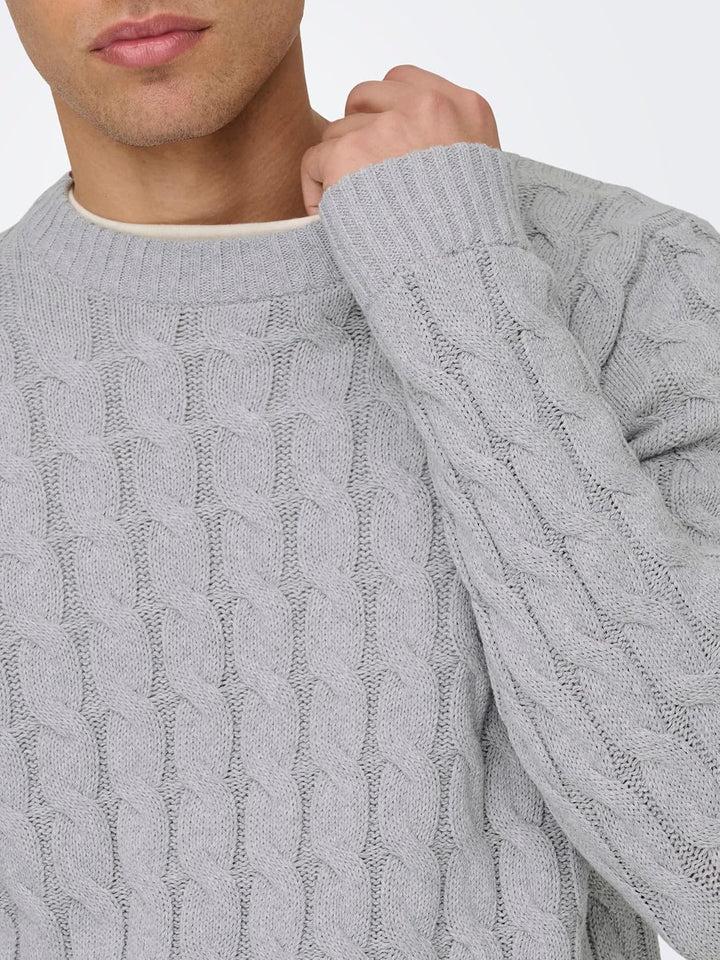 Only &amp; Sons Male Strickpullover ONSKICKER Pullover XS Light Grey Melange, XS Light Grey Melange