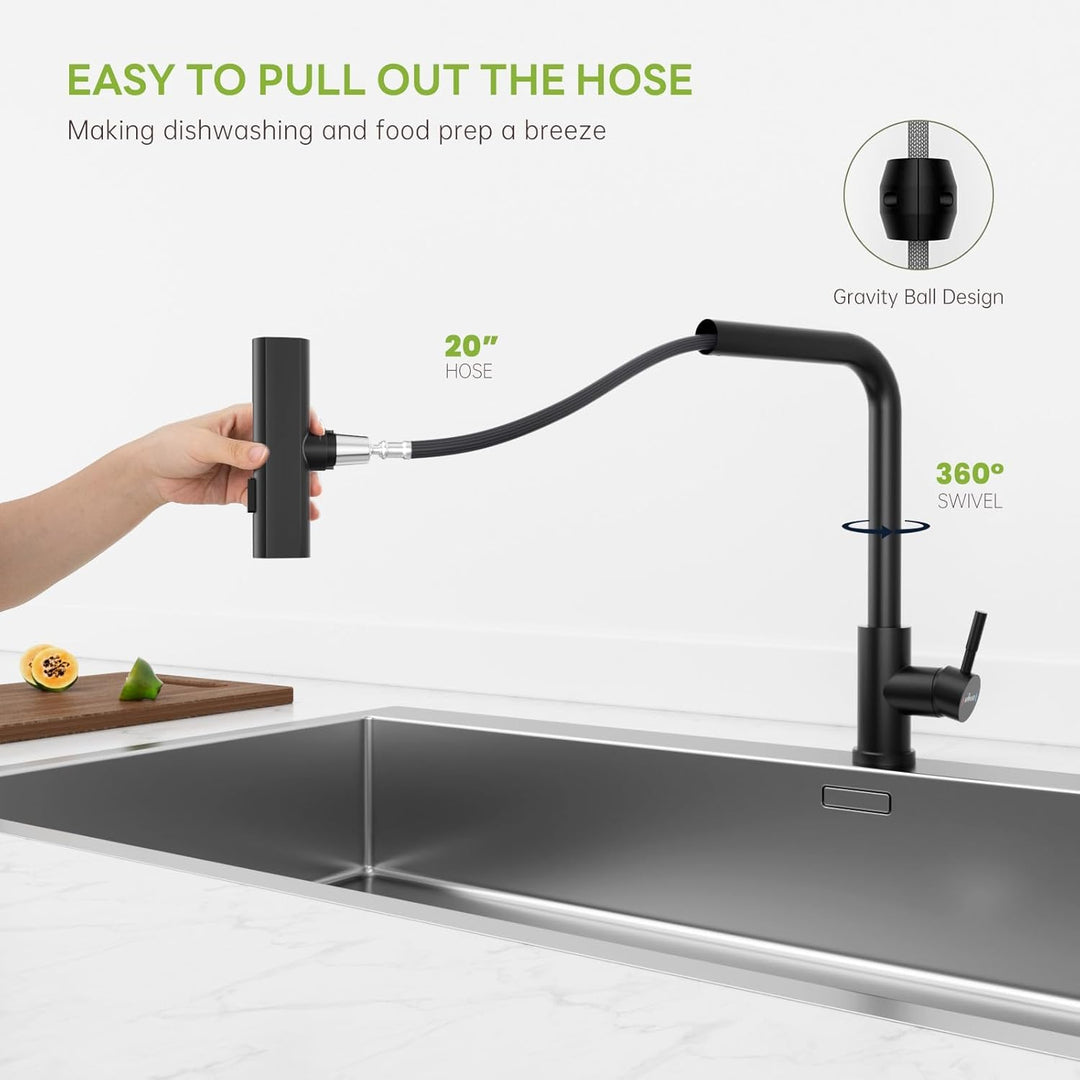 APPASO Wasserhahn Küche, Küchenarmatur mit Brause Ausziehbar für die Küche, Einhebel Ausziehbarer Sp