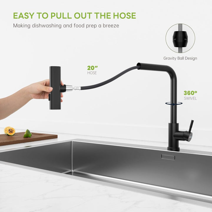 APPASO Wasserhahn Küche, Küchenarmatur mit Brause Ausziehbar für die Küche, Einhebel Ausziehbarer Sp