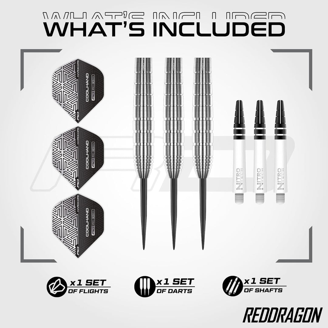 RED DRAGON Luke Humphries TX Serie Premium Wolfram Steeltip Dart Set mit Flüge und Schäften 22G 1, 2