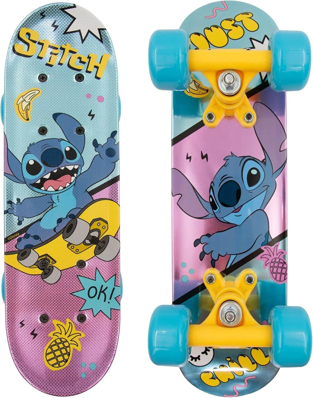Paw Patrol Chase Holz Skateboard für Jungen 61cm, rutschfestes Brett 20-50kg Stitch, Stitch