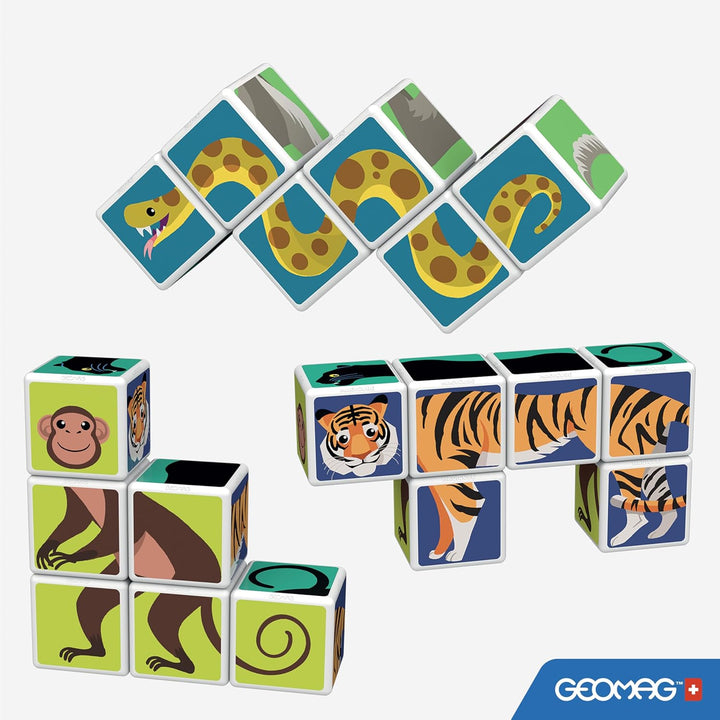 Geomag Magicube 145, Jungle Animals, Konstruktionsspielzeug - 6 Magnetwürfel