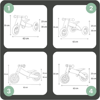 Bandits & Angels Lauflernrad/Laufrad aus Holz 4-in-1 Smartbike ab 1 Jahre (Retro Rosa), Retro Rosa