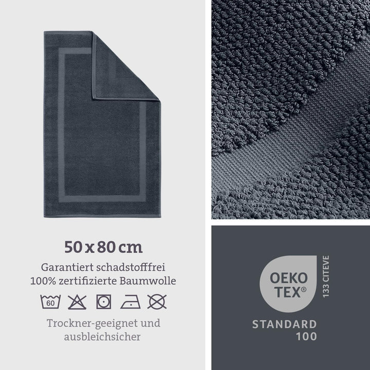 herzbach home Badvorleger Set 100% Baumwolle | Duschvorleger | 1.000 g/m² | Saugfähig | Waschbar (An