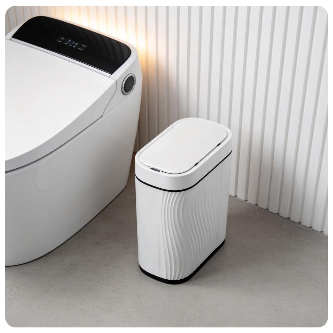 Automatischer Badezimmer Mülleimer mit Sensor, 8L Schlanker Elektrischer Abfalleimer mit Soft-Close
