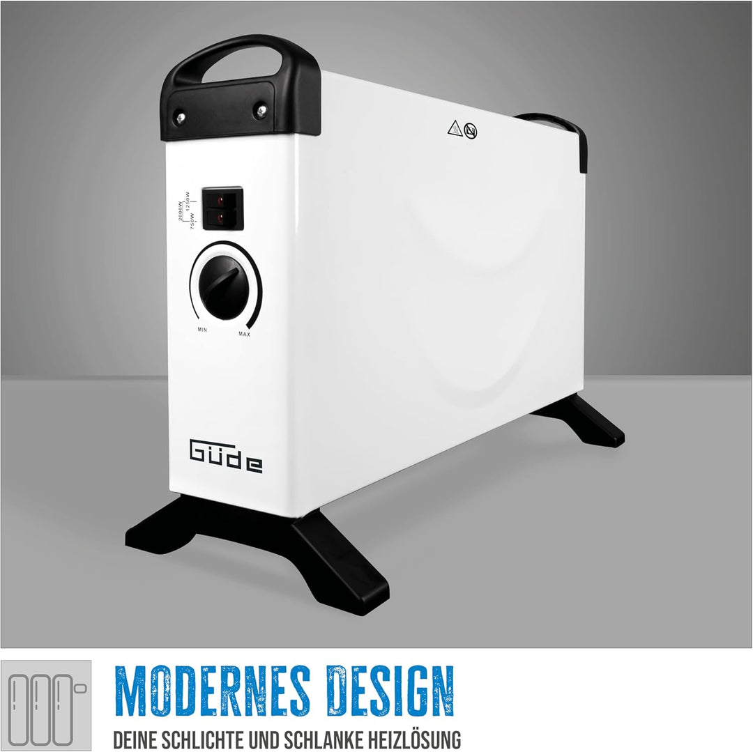 Güde Konvektionsheizgerät GKH 2000 (2 kW Heizleistung, 3 Heizstufen (0,75/1,25/2 kW), stufenloser Th