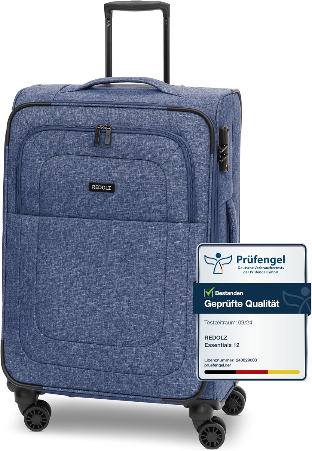 REDOLZ MEDIUM Weichschalen Koffer für Männer & Frauen | Leichter Trolley 67 cm mit 4 Doppelrollen &