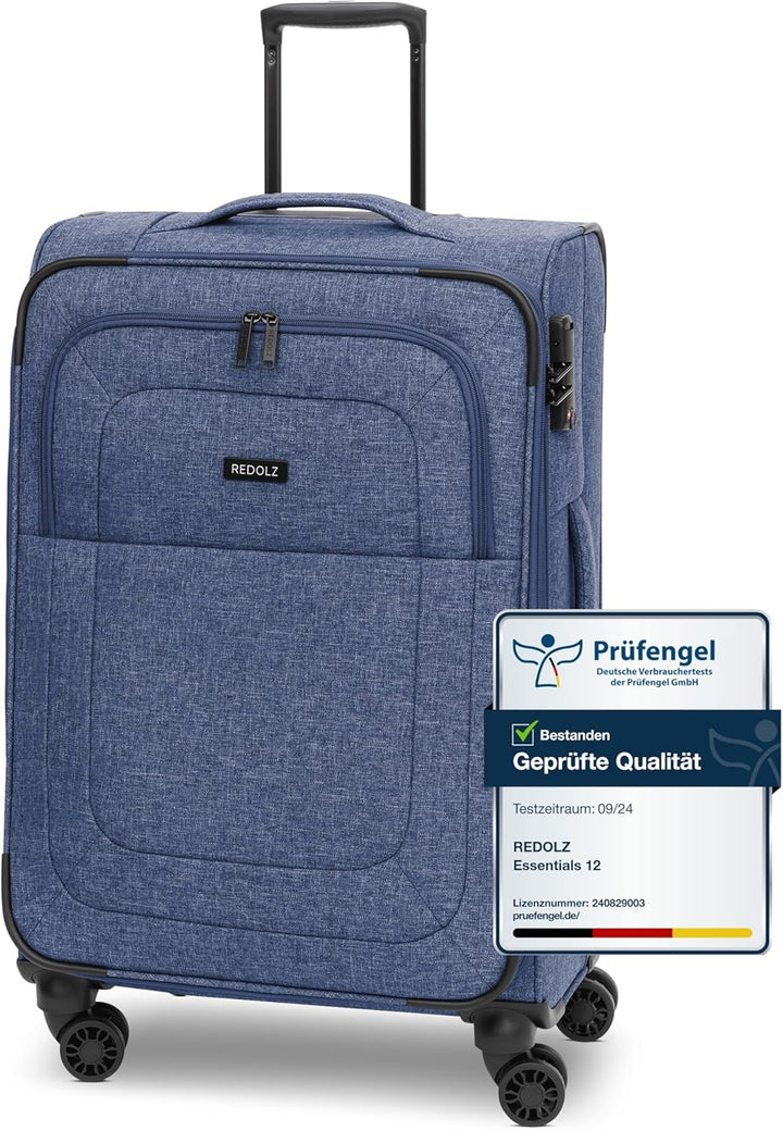REDOLZ MEDIUM Weichschalen Koffer für Männer & Frauen | Leichter Trolley 67 cm mit 4 Doppelrollen &