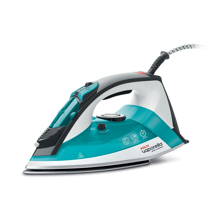 Polti Vaporella Quick&amp;Comfort QC120 Bügeleisen mit Bügelplatte aus Edelstahl, Griff mit Soft-Touch-K