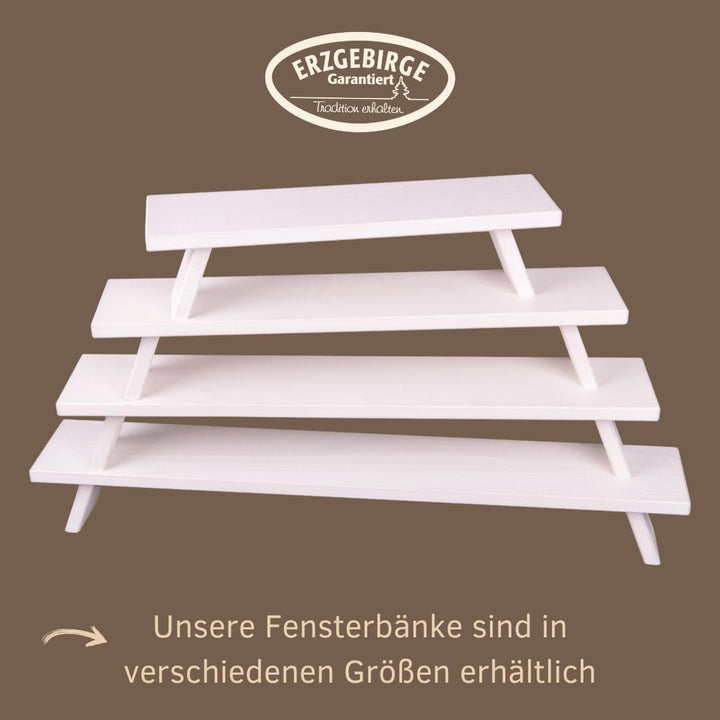 WEIGLA - Schwibbogenbank aus dem Erzgebirge I Weiss I Fensterbank Innen Holz I dekorative Schwibboge