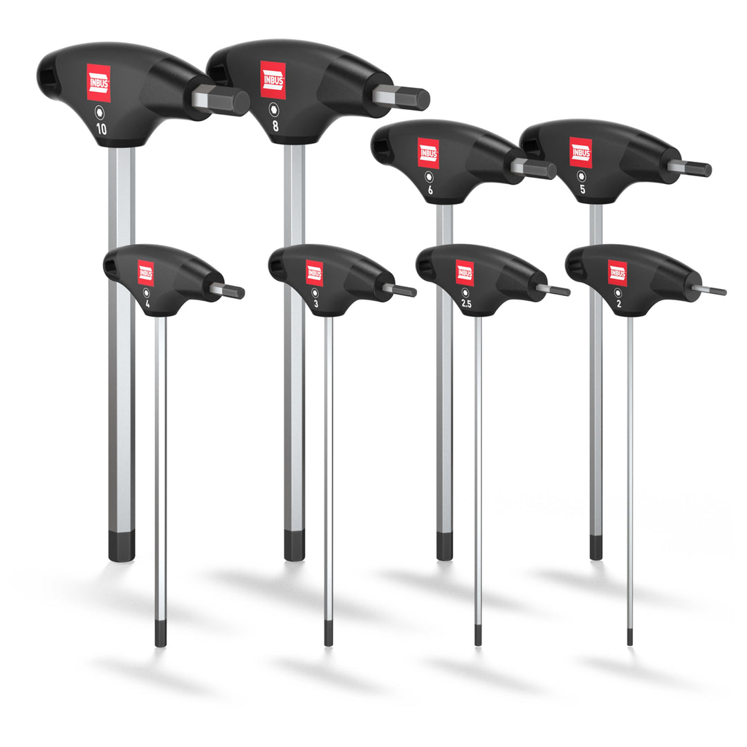 INBUS® 70129 T-Griff Schraubendreher Set 8tlg, 2–10mm, mit HybridTouch — Made in Germany 8× HX (2 –