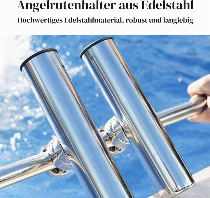 DEWIN Rutenhalter für Boot, Edelstahlboot Angelrutenhalter Zubehör für Schienen 1" bis 1-1/4"