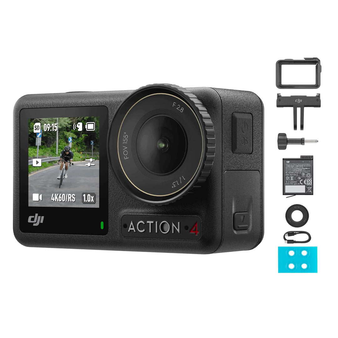 DJI Osmo Action 4 Essential-Combo, 4K/120fps Action Cam mit 1/1,3-Zoll-Sensor, Unterwasserkamera, At