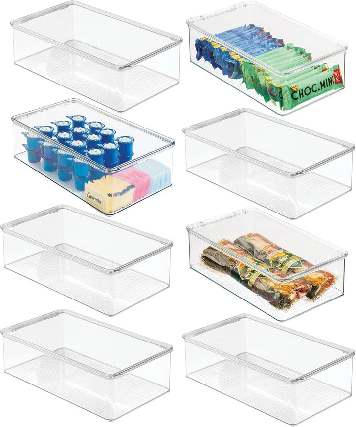 mDesign 8er-Set Kühlschrankbox – Kühlschrank Vorratsdose mit Deckel – lebensmittelechte Aufbewahrung