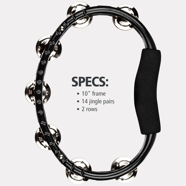 Meinl Percussion TMT1BK Tambourine (ABS-Plastik) mit Stahlschellen (2-reihig) - Handmodell, schwarz