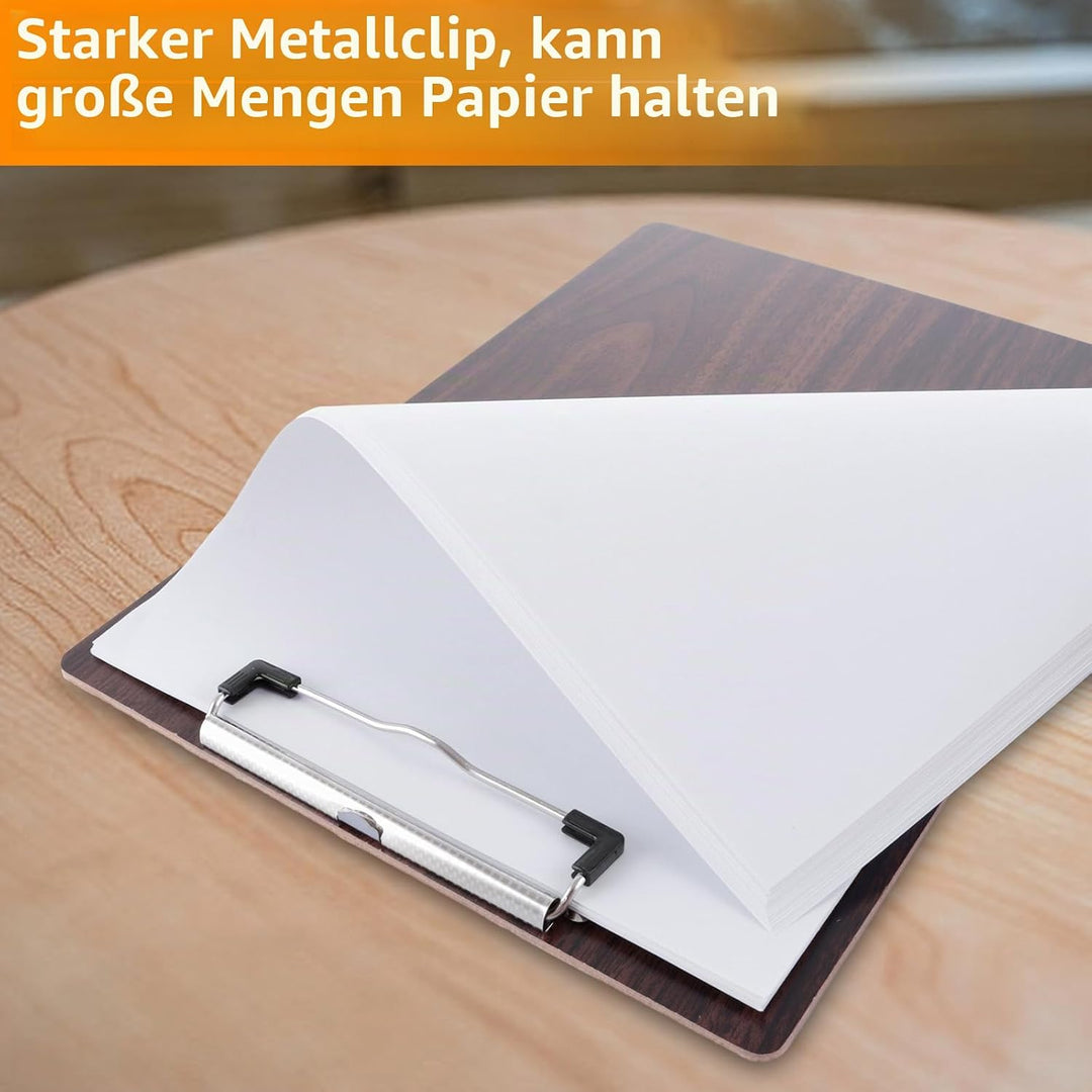 8 Stück Klemmbrett Holz A4, Klemmbrett mit Metalklemme, Klemmbretter, Klemmbrett A4 Holz, Clipboard,