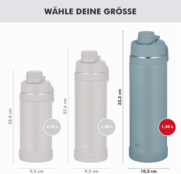 THERMOS ULTRALIGHT MAX Isolierflasche 1,50 l, 24 h kalt, tourmaline mat Tourmaline Mat 1500 ml, Tour