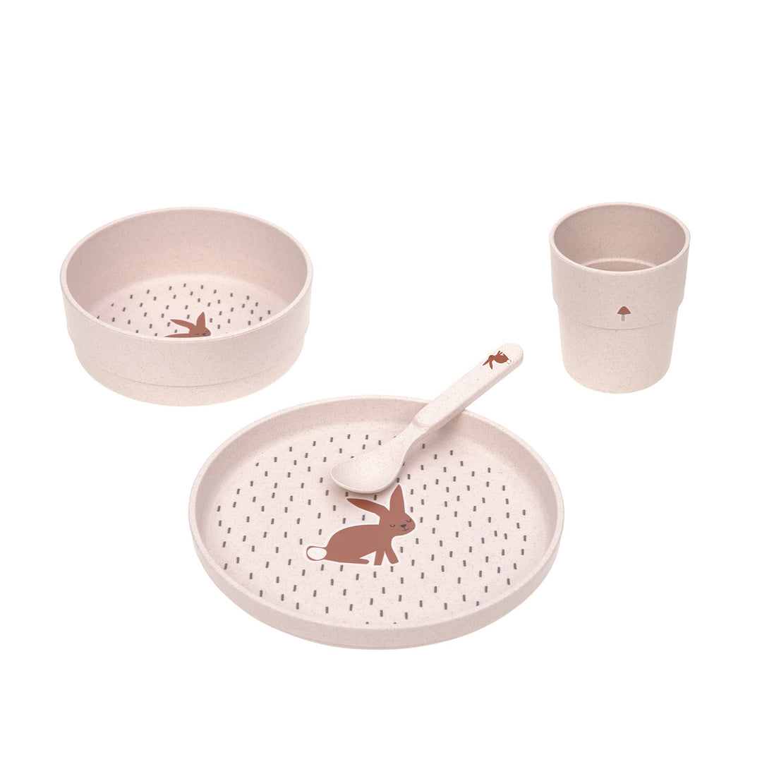 LÄSSIG Kindergeschirr Set (Teller, Becher, Schälchen, Löffel), BPA-frei, für Spülmaschine und Mikrow