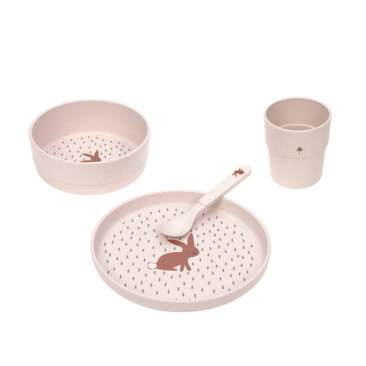 LÄSSIG Kindergeschirr Set (Teller, Becher, Schälchen, Löffel), BPA-frei, für Spülmaschine und Mikrow