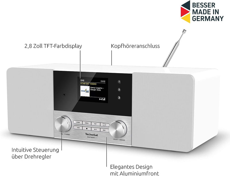 TechniSat DIGITRADIO 4 C - Stereo Digital-Radio (DAB+, UKW, Farbdisplay, Bluetooth-Audiostreaming, K