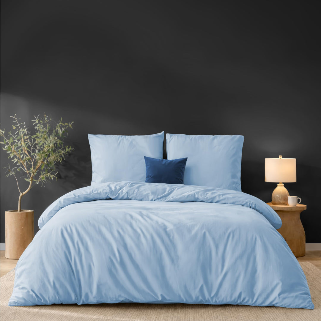 Twinzen - Bettwäsche 220x240 + 2 Kissenbezüge 65x65 cm - 100% Mikrofaser Blau 240x220 cm + 2 x Kisse