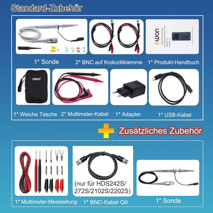HDS2102S OWON Oszilloskop 3 in 1 Doppelkanäle + 1 CH Signalquelle Handheld Digitales Oszilloskop mit