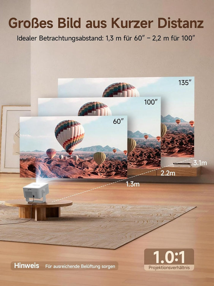 【Android 14 &amp; 800 ANSI】 Magcubic Mini Beamer 4K 8K Unterstützt, Smart Projektor Native 1080P mit WiF