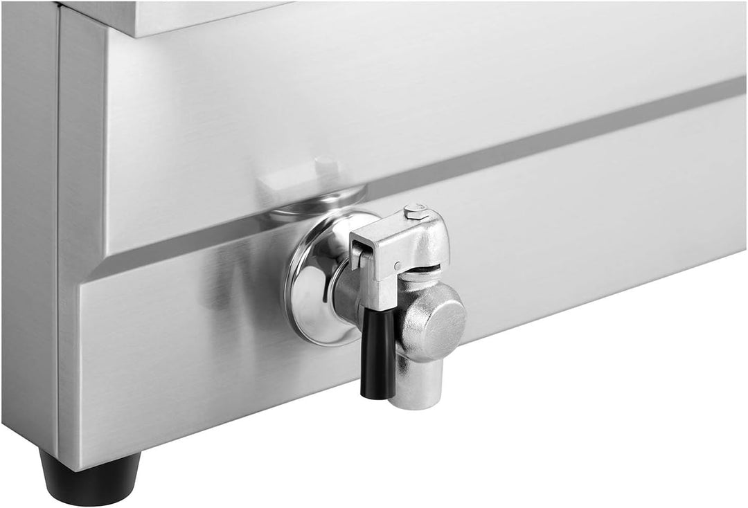 Royal Catering Fettbackgerät Edelstahl mit Ablage 30 L 9000 W 60-200 °C Kaltzone Fettablaufhahn Abde
