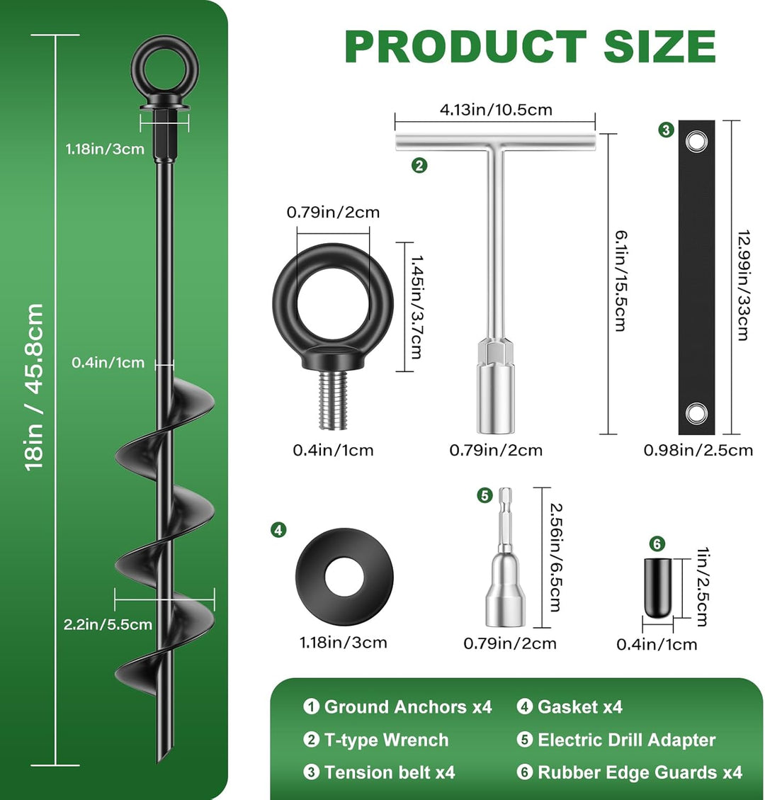Ewilibe Bodenanker Erdanker 45.7cm Bodenanker aus Stahl Boden Anker Zelt Heavy Duty Trampolin Anchor