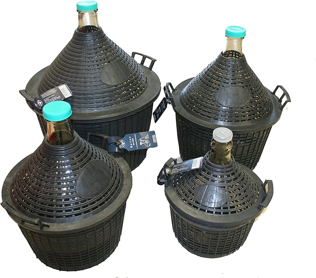 Glasballon Gärballon Weinballon im Kunststoffkorb in verschiedenen Grössen 5-20 Liter (10 Liter) 100