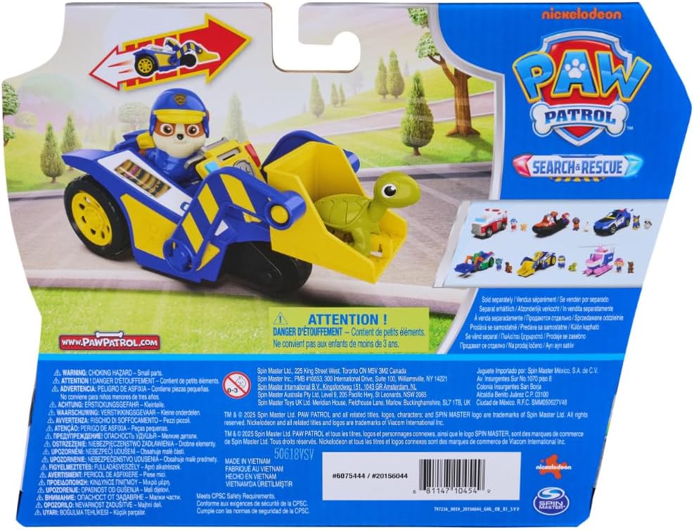 PAW PATROL - Search & Rescue: Rubbles Rettungs-Bulldozer, Fahrzeug mit Rückziehmotor, ca. 15 cm, ink